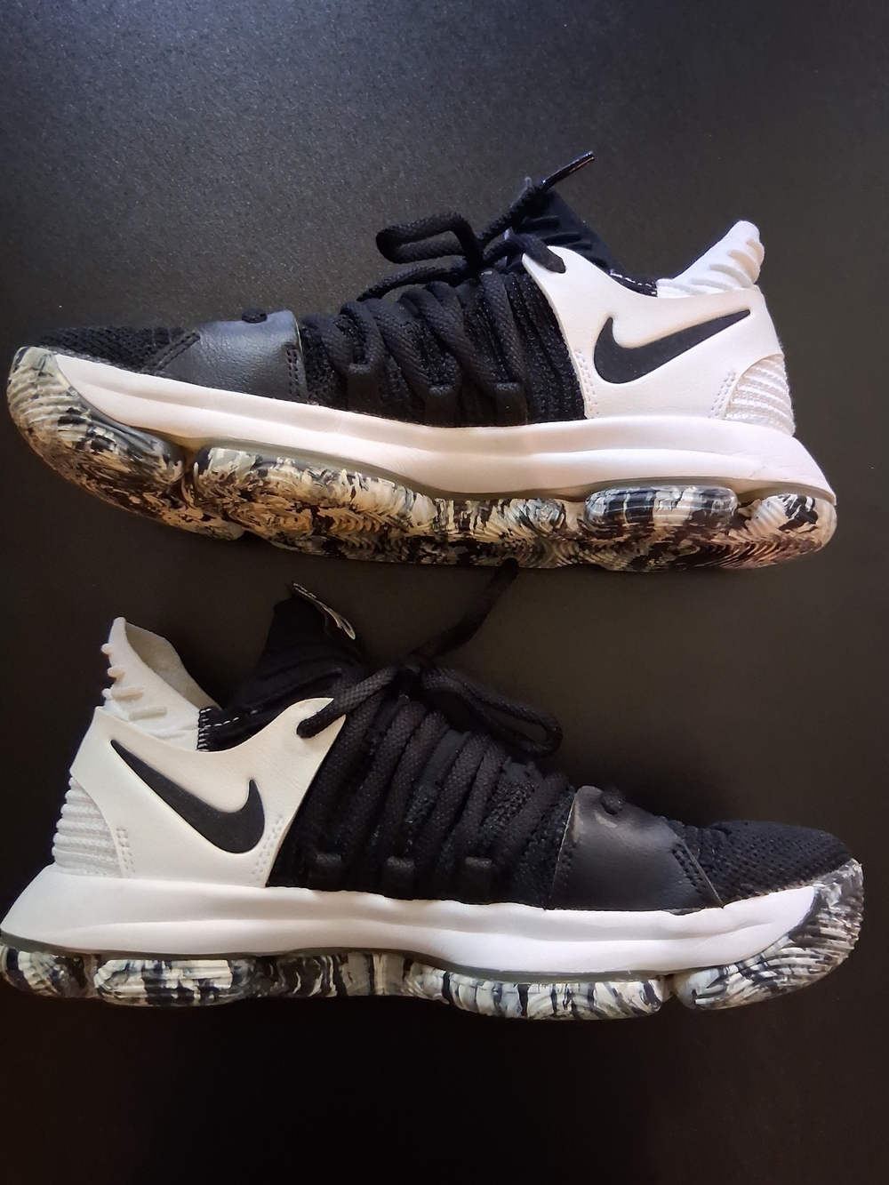 Nike KD Black & White Men's Athletic Shoes with Marbled Outsole